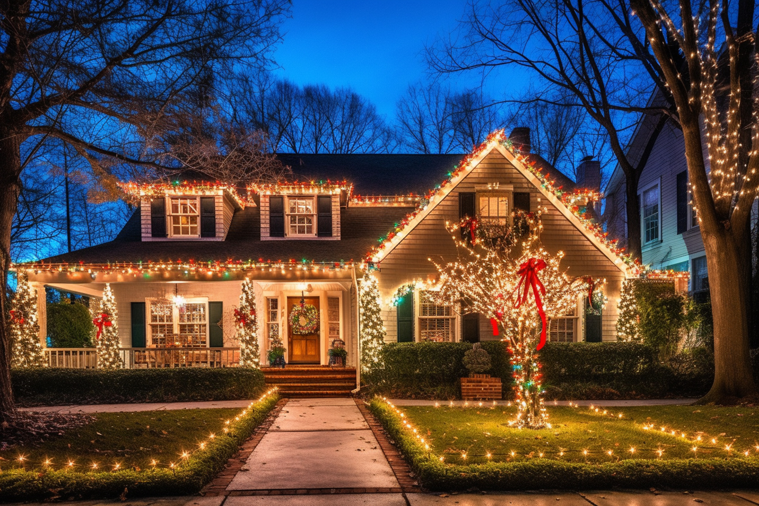 Christmas-decorated house in North Carolina